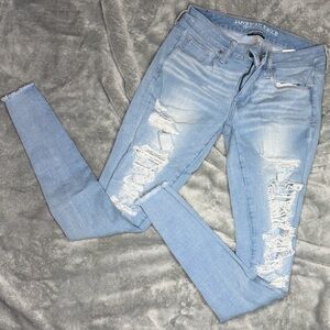 American Eagle Outfitters Light Blue Ripped Skinny Jeans